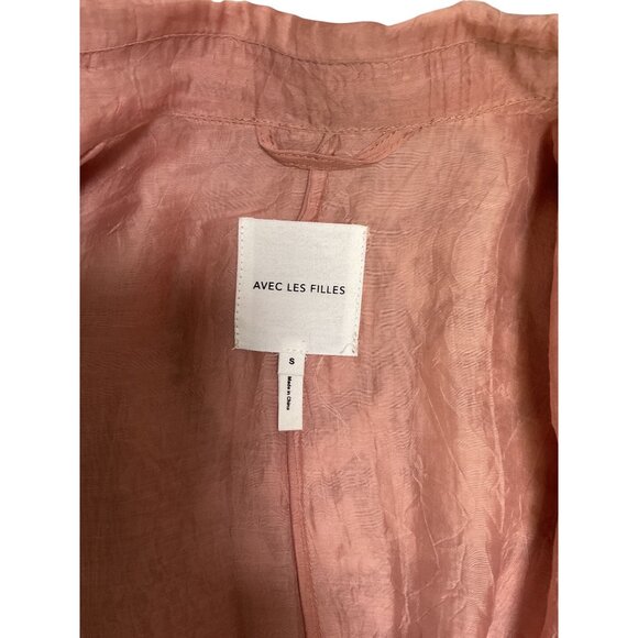 Avec Les Filles Rose Crinkled Lightweight Double Breasted Trench Coat Size S - Picture 6 of 6